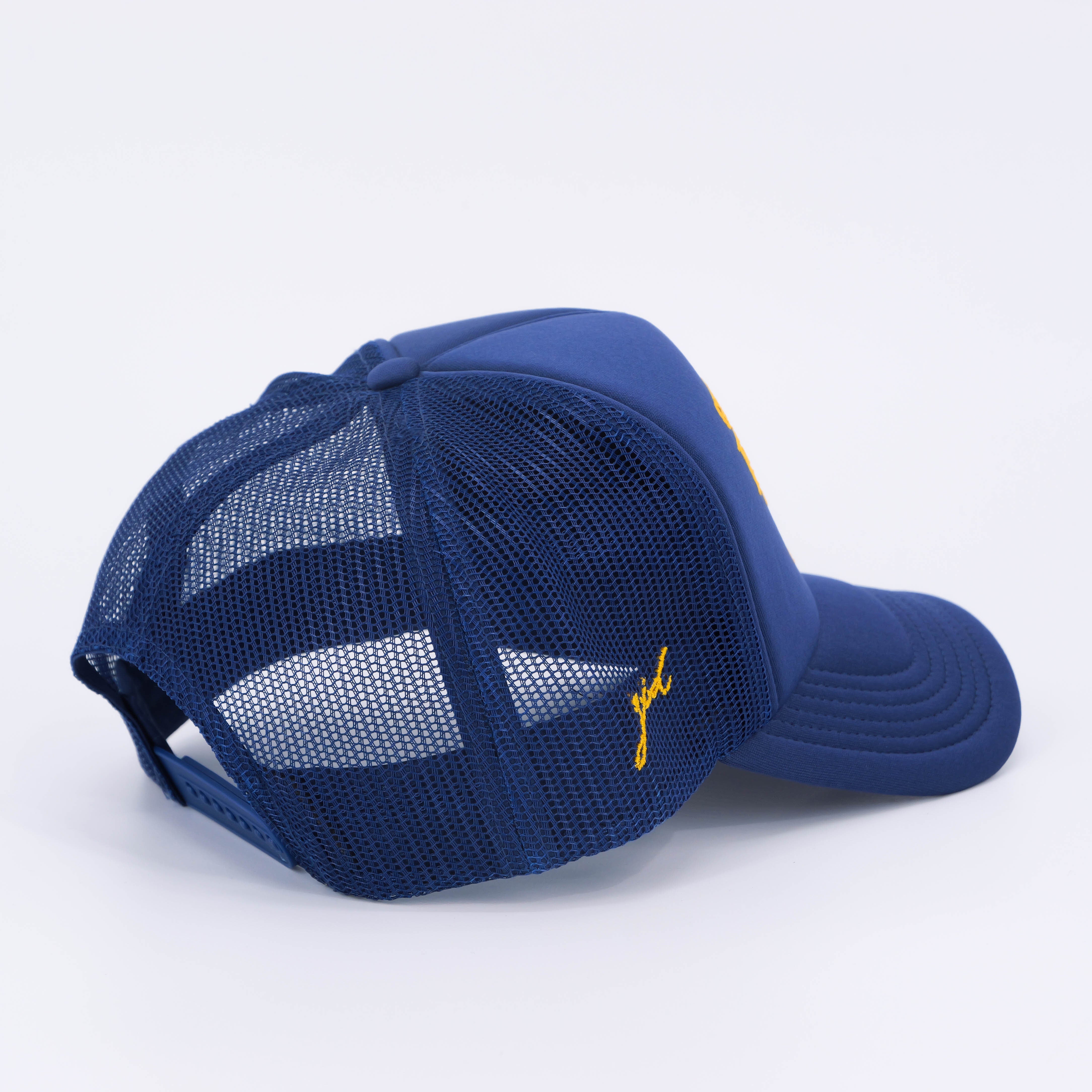 FLOWER SHOP TRUCKER HAT COBALT/YELLOW | Yesterday is Dead